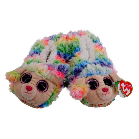 Ty Rainbow Poodle Slippers, Size Medium 4-6 - Picture 1 of 2